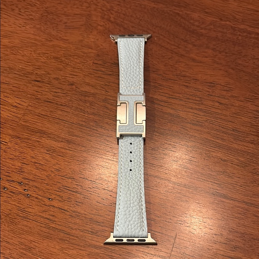 Light Blue Leather Apple Watch Band 42/44/45/49 mm